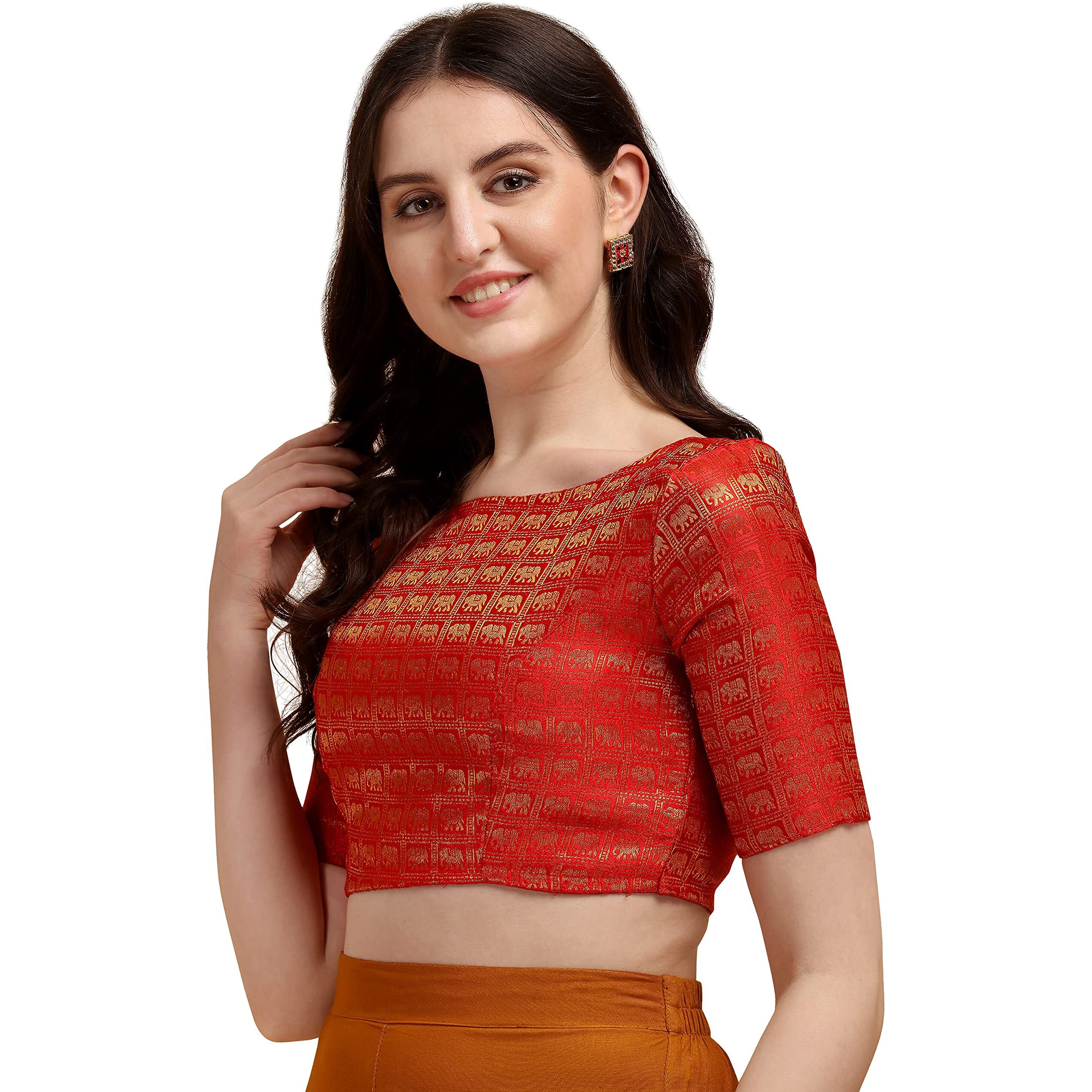 Oomph Women's Art Silk Paisley Half Sleeve Blouse (Rbbl136Xl_Scarlet Red_Xl)