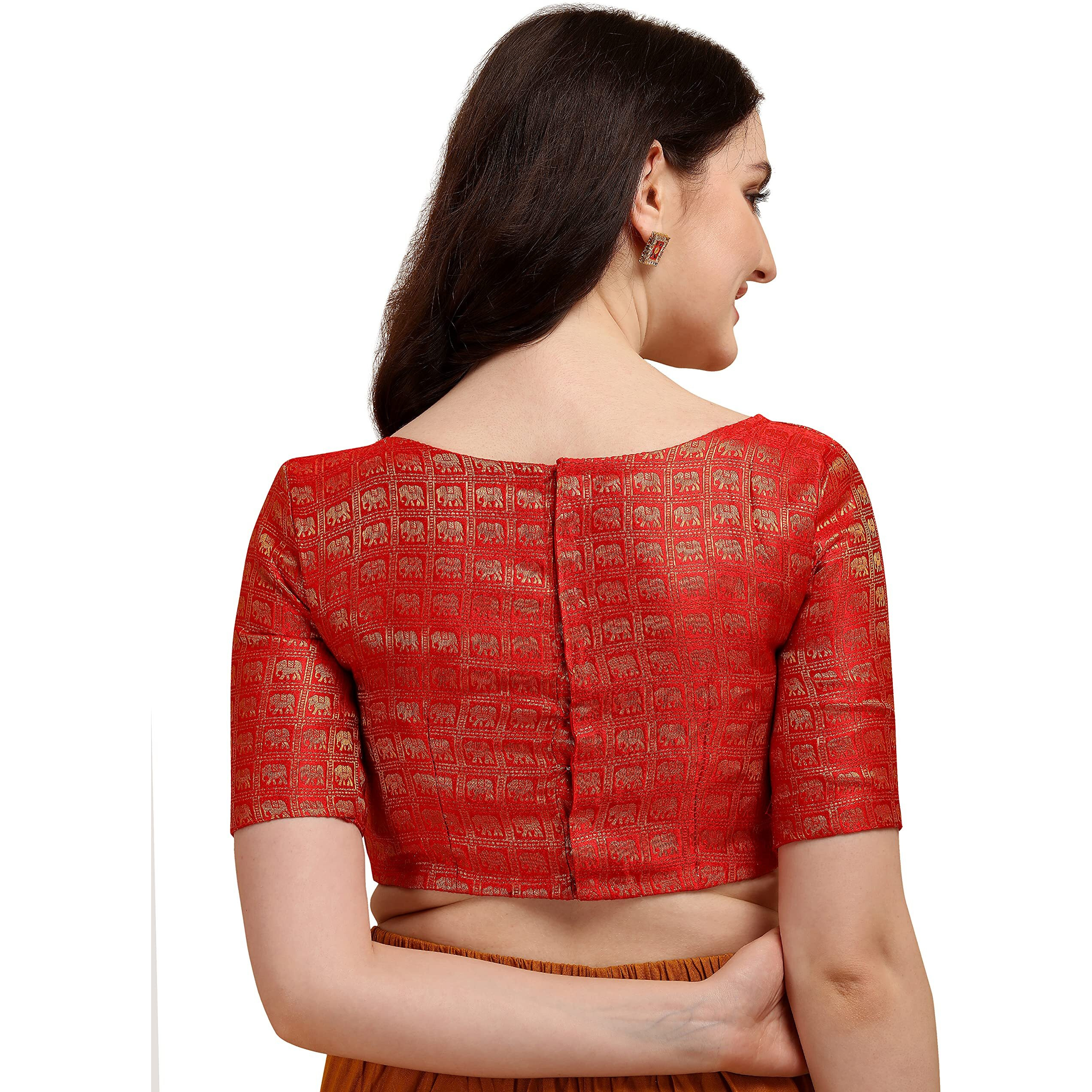 Oomph Women's Art Silk Paisley Half Sleeve Blouse (Rbbl136Xl_Scarlet Red_Xl)