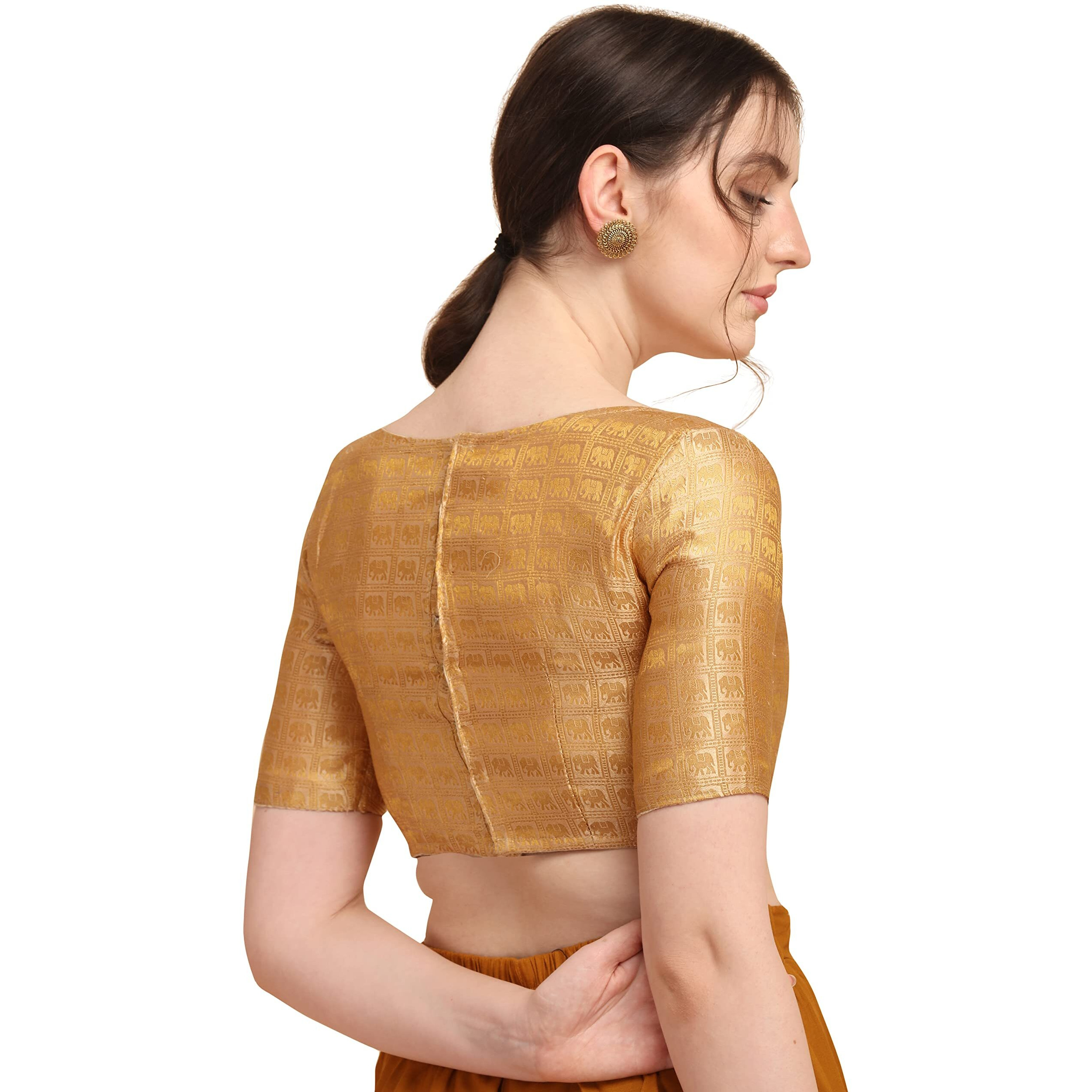 Oomph Jacquard Beige Readymade Blouse For Women - Rbbl137Xl