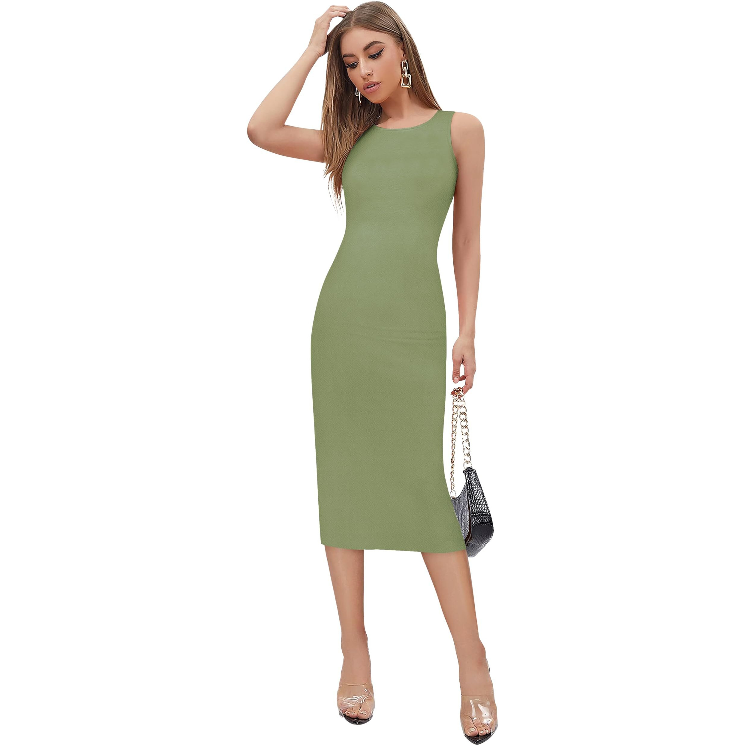 Toochki Dress For Women | Midi Dress For Women | Dresses For Women Dress | One Piece Dress For Women | Bodycon Dresses For Women Olive Green