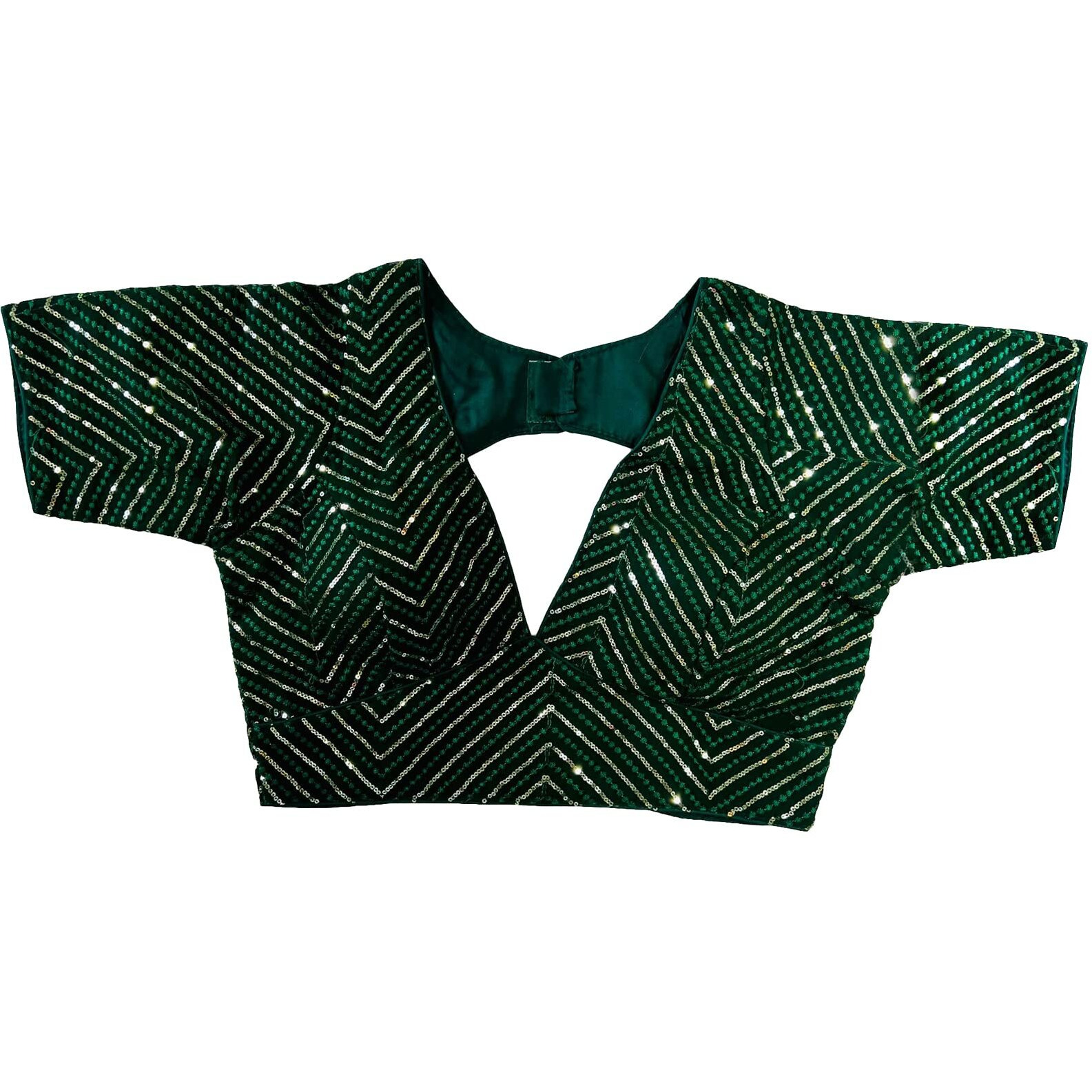 Vihu Fashion Womens Fancy Readymade Half Sleeve Sequins Saree Blouse(Sequins Butti Green_38)