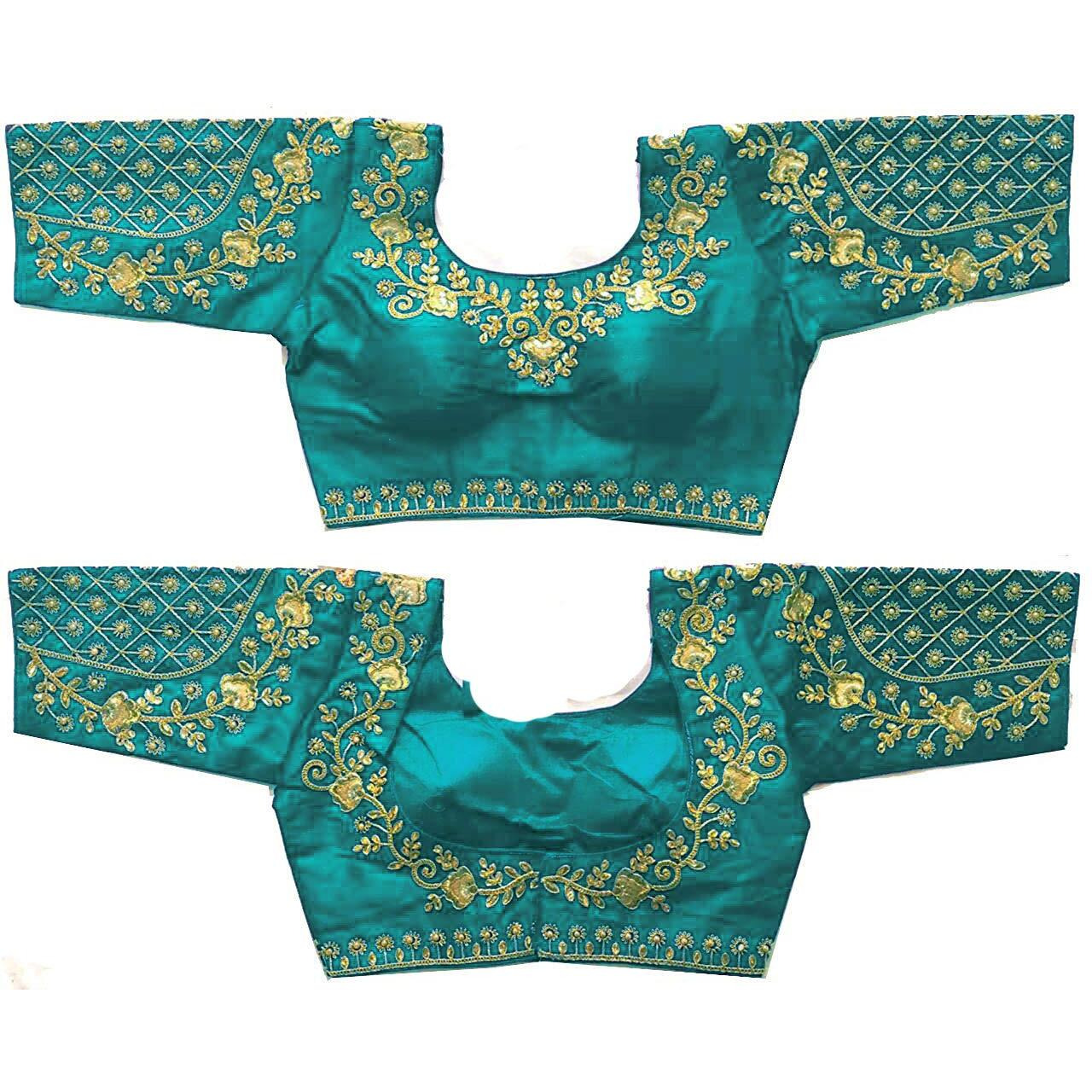 Vihu Fashion Women's Silk Half Sleeve Regular Floral Blouse Rama 38