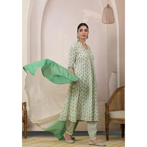 Fabnex Kurta Set For Women | Women Kurta Set With Dupatta | Women Kurta Sets Kurtis | Women Kurta Pant Set (K-72-Pista-Xl)