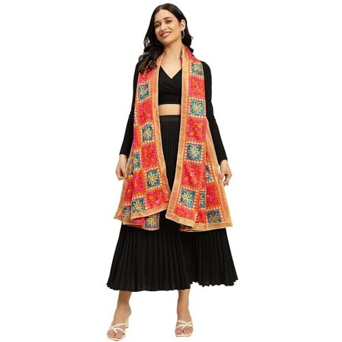 Weavers Villa Women's Heavy Phulkari Embroided Dupatta, Chunni (2.25 Mtrs)
