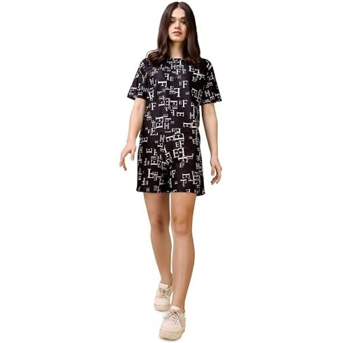 Purvaja Womens Mini Co-Ords (Rehaa-024-Alphabets_Black_Large)