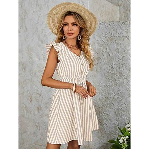 Dhruvi Trendz Womens Rayon Women Western Dresses Regular Fit Dress (Dt-Wd1114_Beige_L)