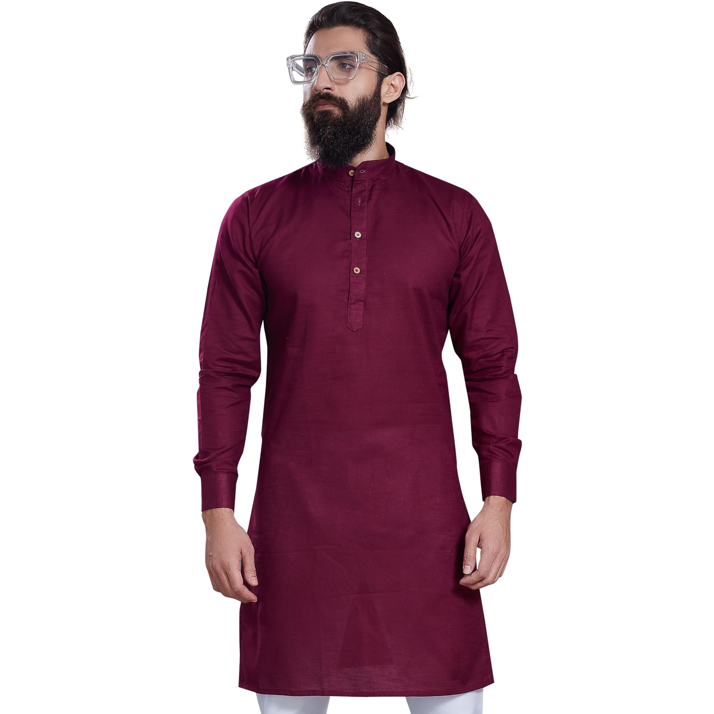 Divisive Men's Pure Cotton Only Slim Fit Kurta (Dkrt208_Xxl_Maroon)