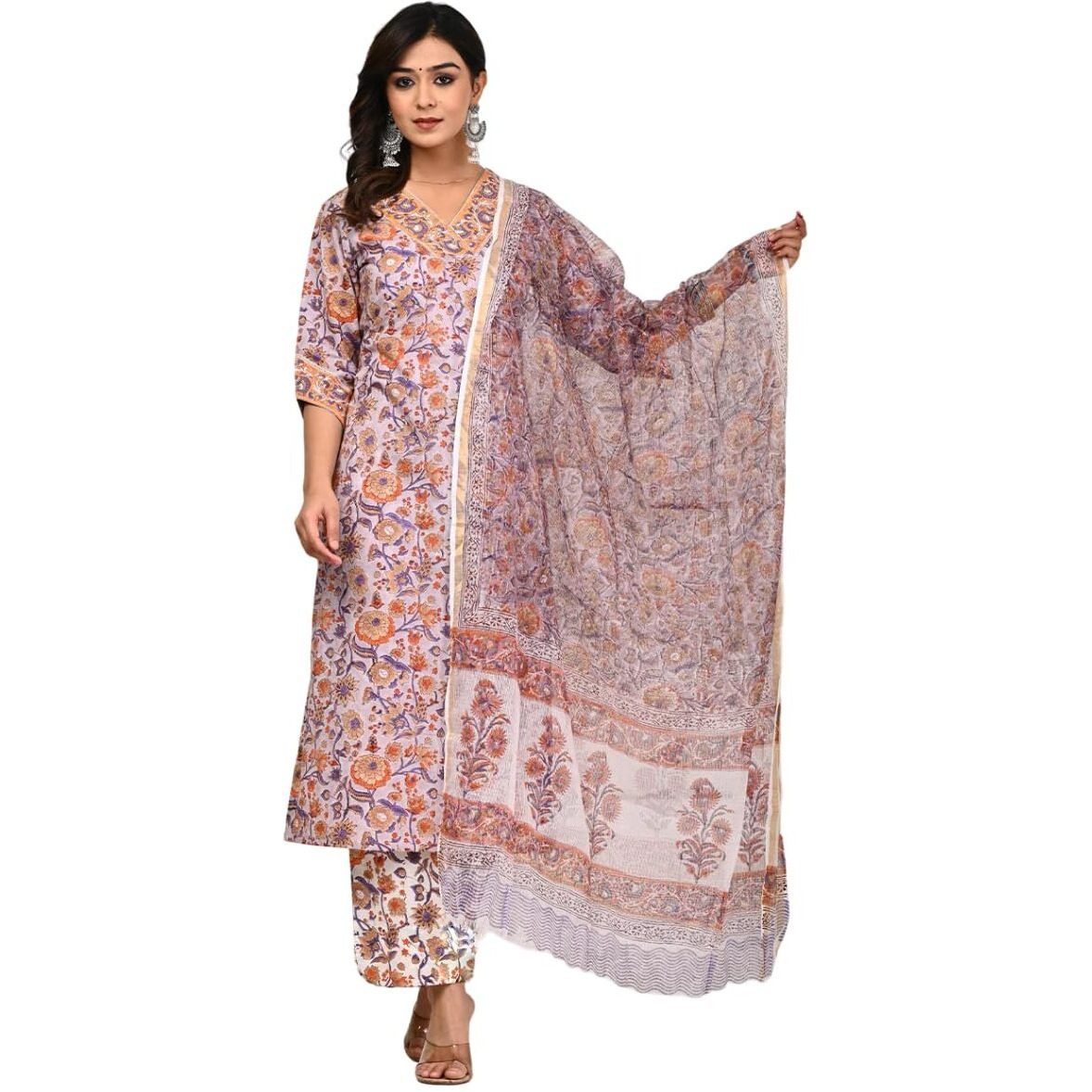 Fabnex Cotton Blend Regular Women Kurta Set (K-62-Lightpink-2Xl_Light Pink