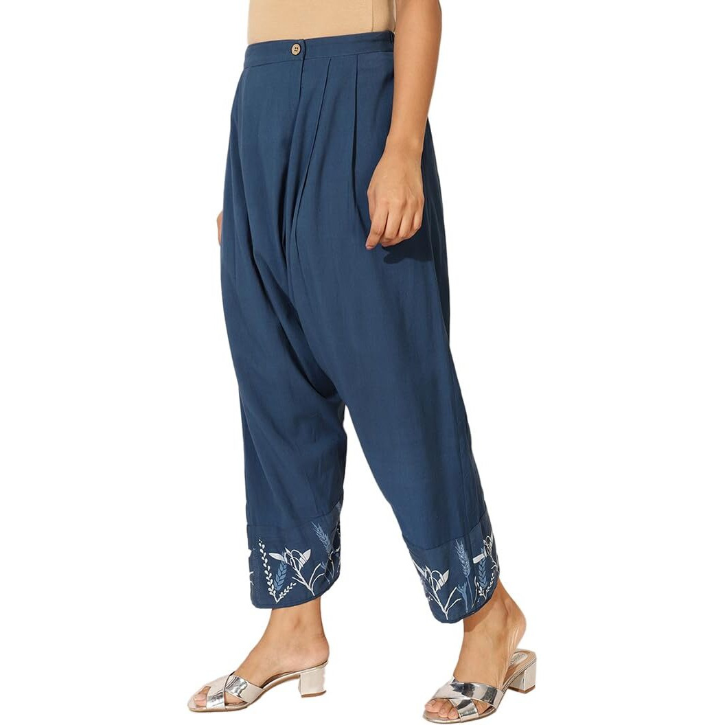 Fabindia Women's Regular Pants (102463602_Indigo