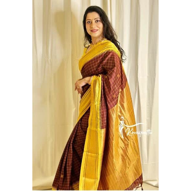 Flosive Women's Present Banarasi Soft Lichi Silk Saree Beautiful Jacquard Rich Pallu Design Work Zari Woven Kanjivaram Silk Style Saree With Soft Lichi Silk Blouse Piece Ayn Royal Mix (Yellow).