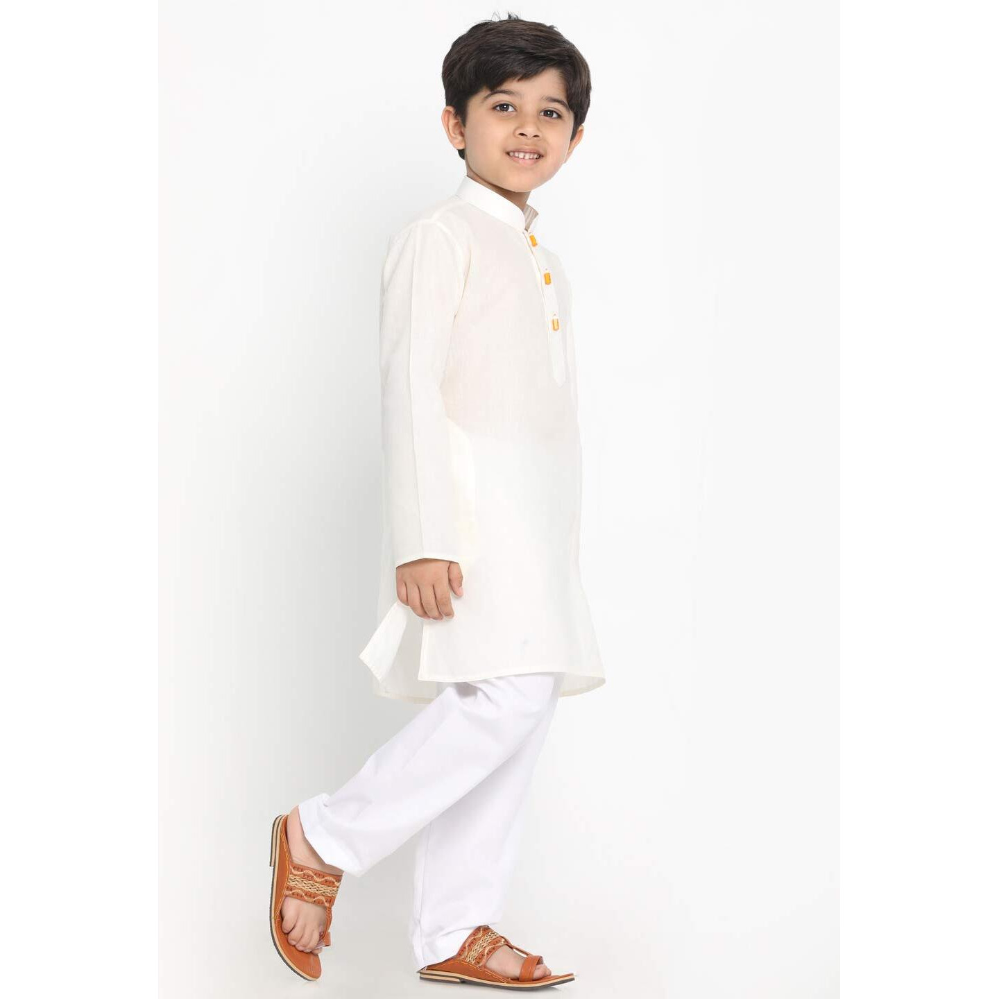Jbn Creation Boys' Off White Cotton Blend Kurta And Pyjama Set_Jbnbk066Crnpwh_22