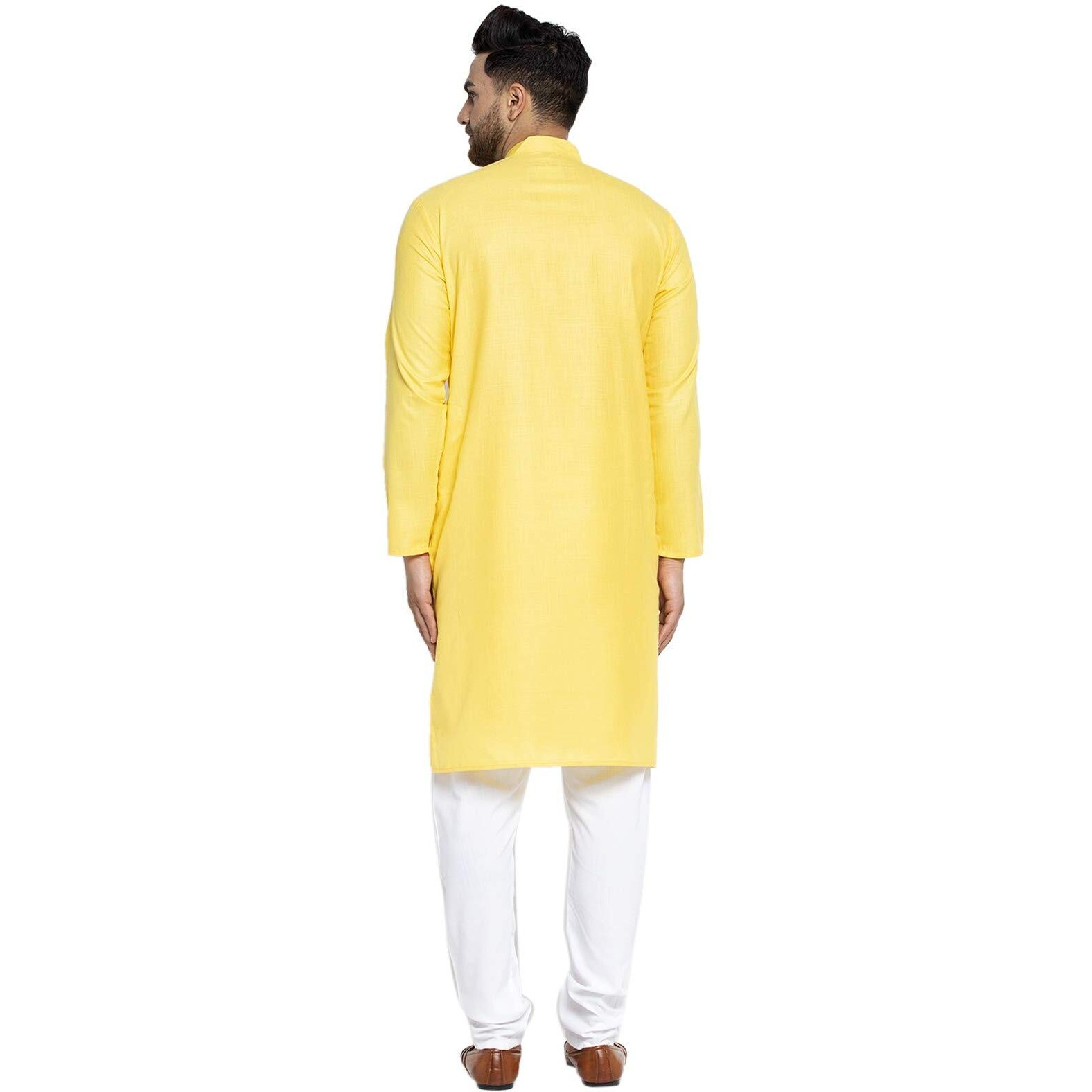 Jompers Men's Cotton Kurta Payjama Set. (Lemon,Xl)