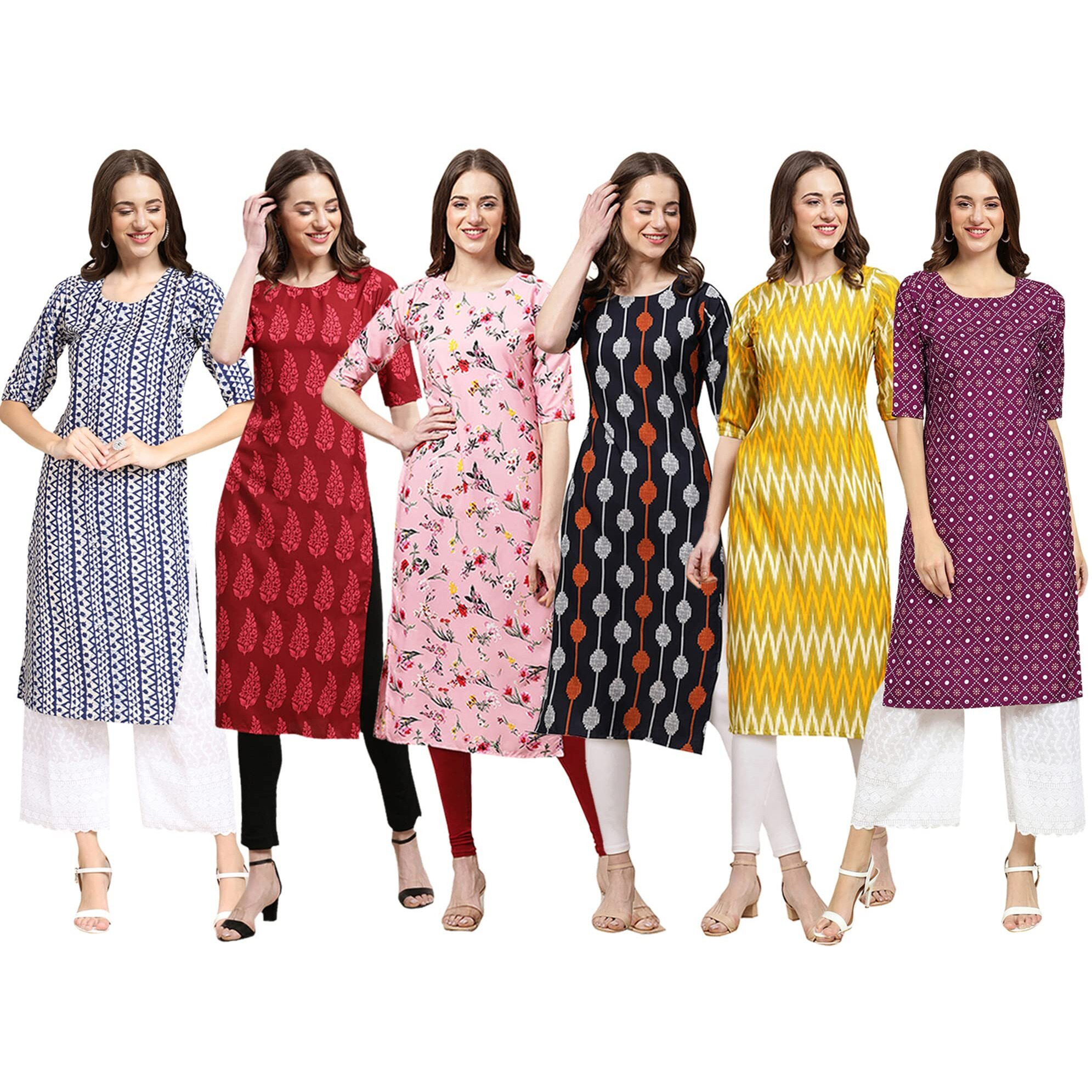 Pinkmint Women's Crepe Digital Print Straight Kurta (M-347-337-339-330-329-355-S)