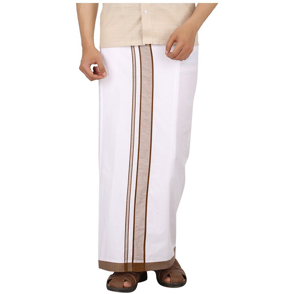 Prakasam Cotton Men's Cotton Dhoti_Moon-Vel-Pkt-Brown_Brown_40
