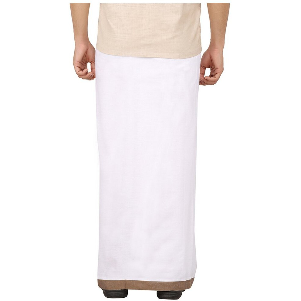 Prakasam Cotton Men's Cotton Dhoti_Moon-Vel-Pkt-Brown_Brown_40