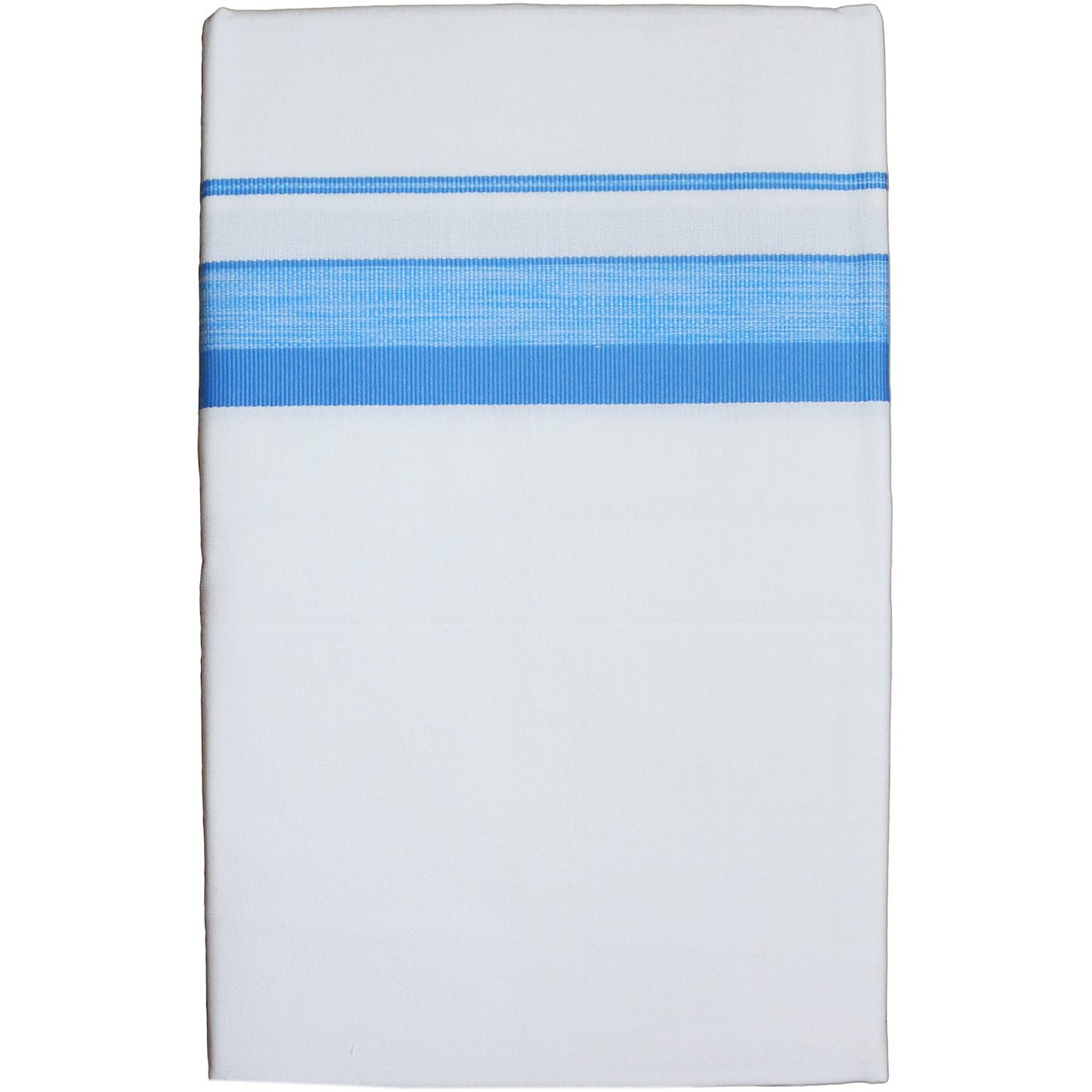 Prakasam Cotton Mens White Single Poly Cotton Dhoti With Fancy Border (1.28X2.00 Mtrs) (Gold Star) (Blue)