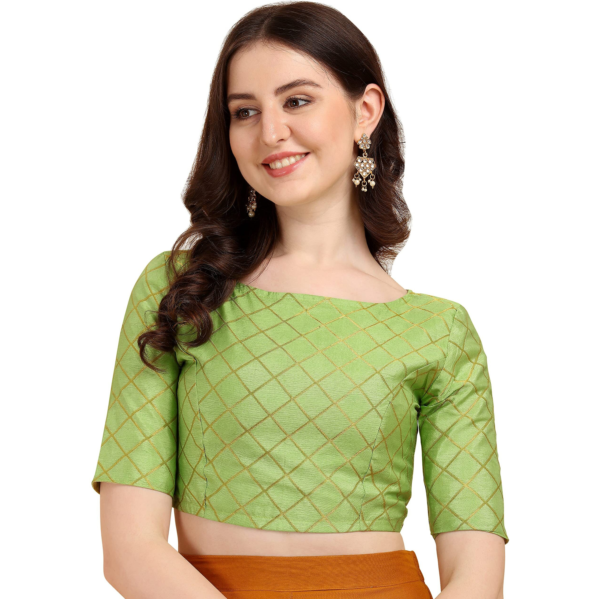 Oomph Jacquard Green Readymade Blouse For Women - Rbbl66M