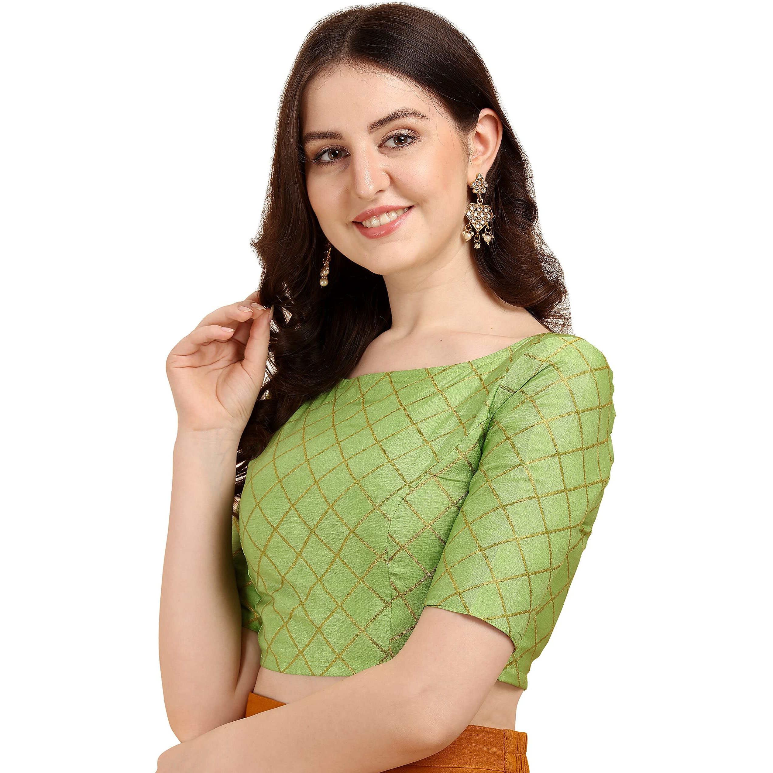 Oomph Jacquard Green Readymade Blouse For Women - Rbbl66M