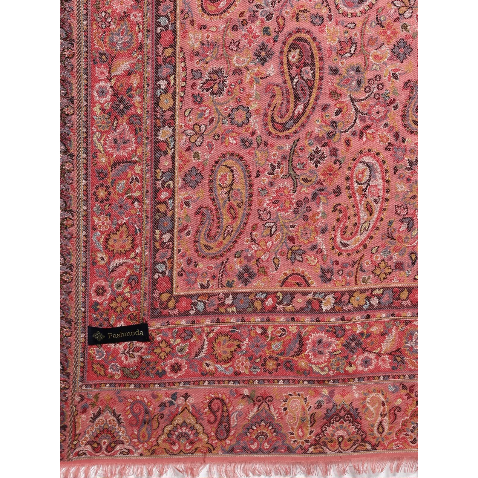 Pashmoda Men Gulzaar Kaani Woven Design Stole (Size 71X203 Cm, Black Color)