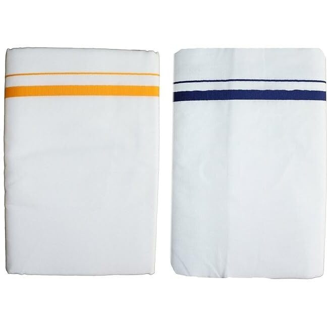 Prakasam Cotton Prakasamcotton Mens (Galaxy Hb) Double (1.28X4.00 Mtrs) Dhoti Pack Of 2 Dhoties With 2 Colours (Multi Colour-15)