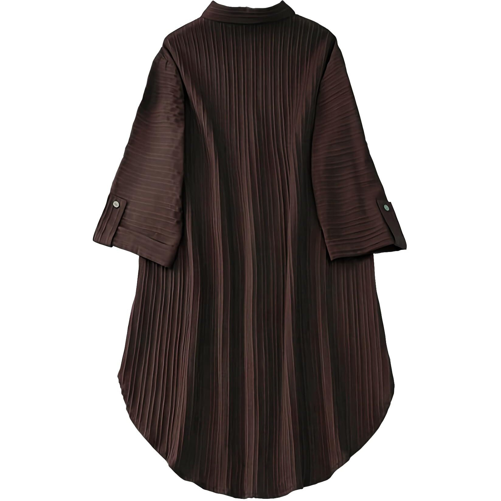 Shasmi Women's Brown Solid Color Woven Long Sleeve Shirt Dress With Button Cuff, Business Casual (Dress 160 Brown-Xl)