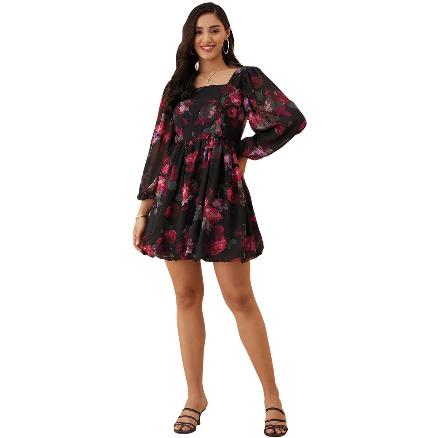 Rare Women's Regular Fit Dress (Ep7544C_Black L)