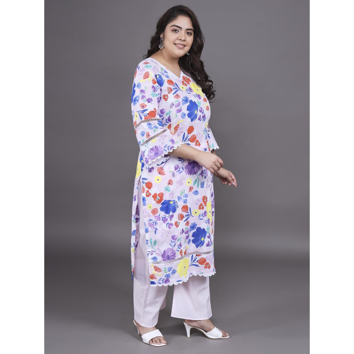 Tissu Women's Plus Size Mulicolor Printed Pure Cotton Kurta With Palazzo & Dupatta (T_675_Multi_7Xl)