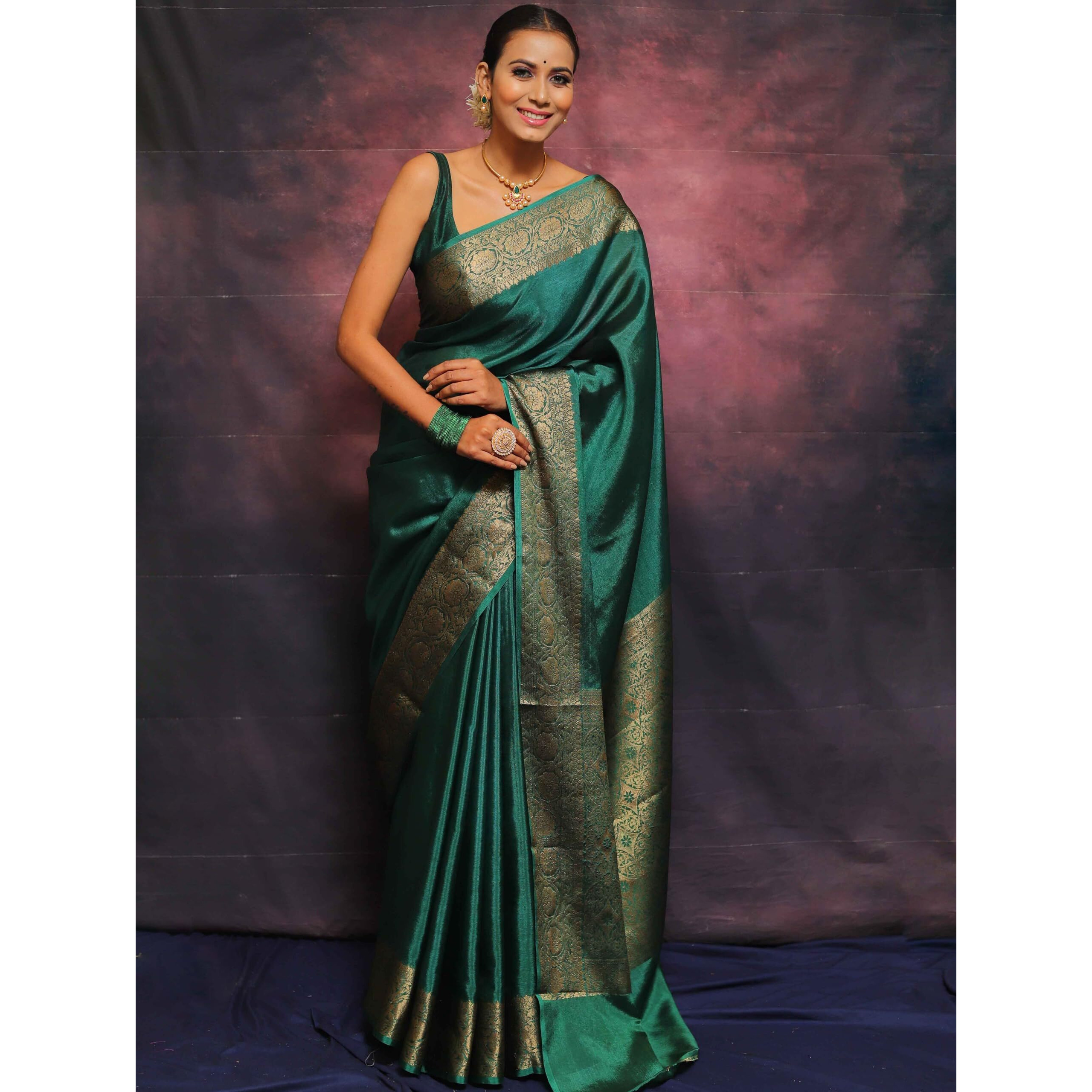 Sugathari Women's Banarasi Saree Pure Kanjivaram Silk Saree Soft New Ladies 2025 Design Wear Pattu Sarees Latest Sadi Party Sari Collections With Blouse Piece (San Pari-225-Rama)