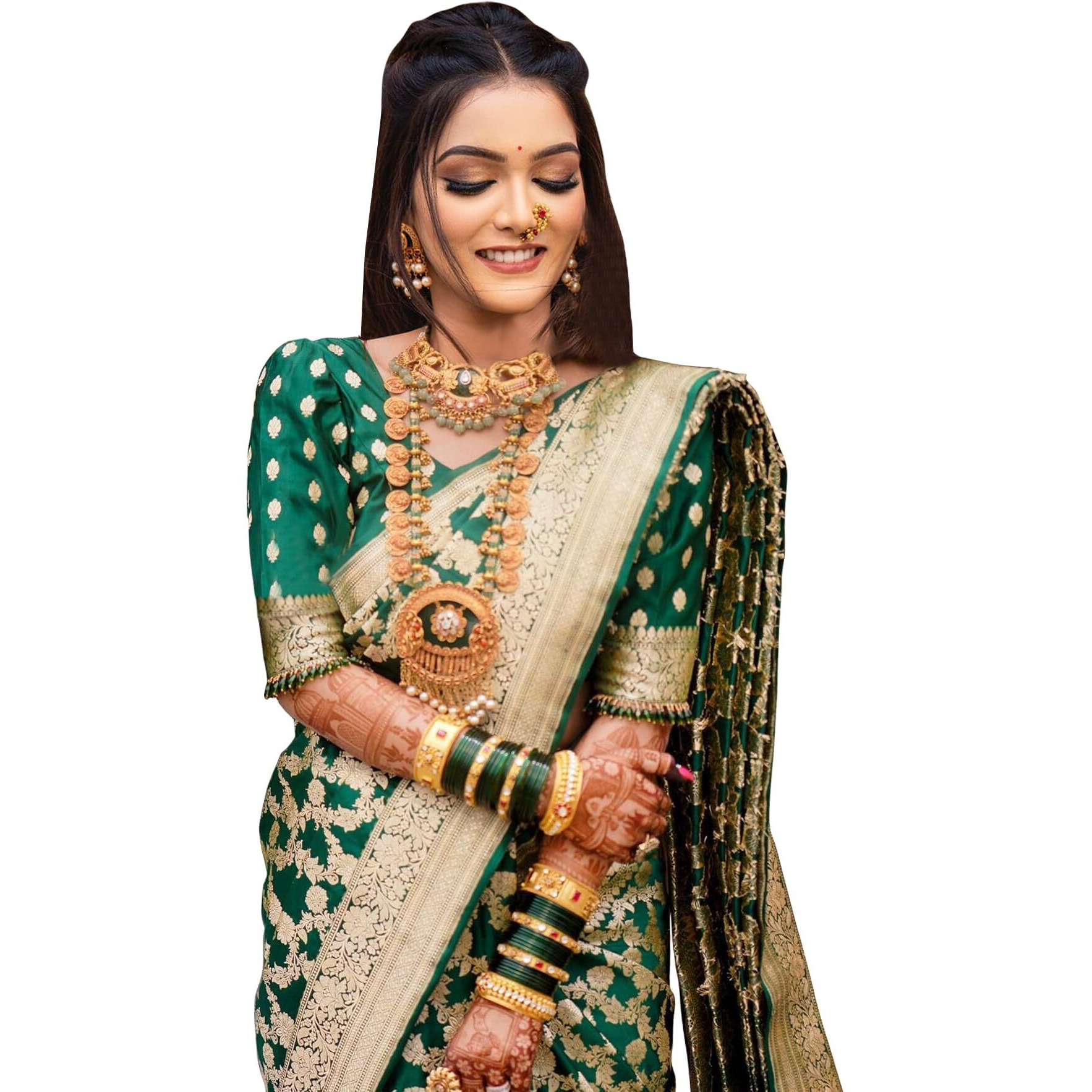 Sugathari Women's Banarasi Saree Pure Kanjivaram Silk Saree Soft New Ladies 2025 Design Wear Pattu Sarees Latest Sadi Party Sari Collections With Blouse Piece (San Pari-189-Green)