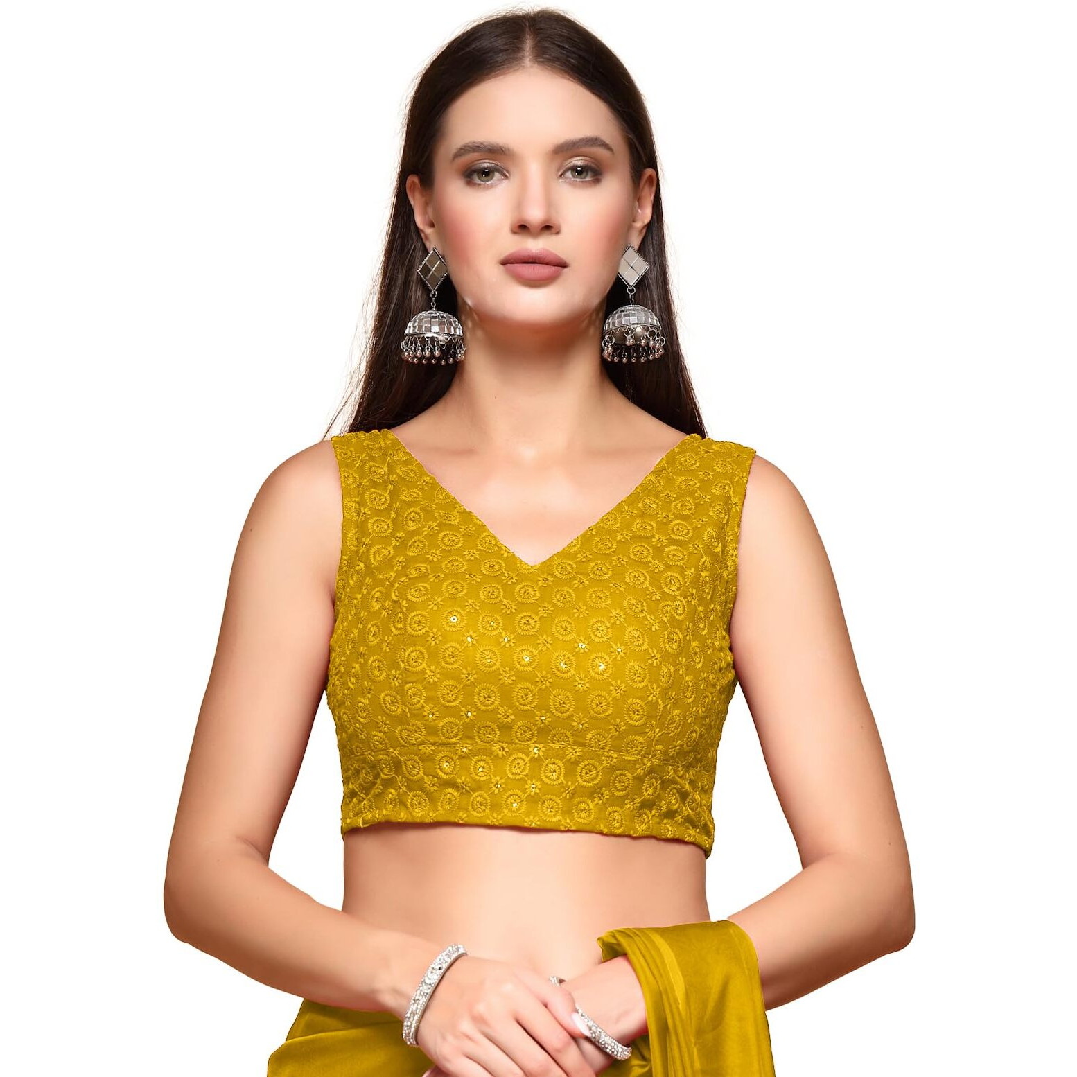 Oomph Readymade Blouse For Women, Cotton, Sleeveless, V-Neck, Rbbl609