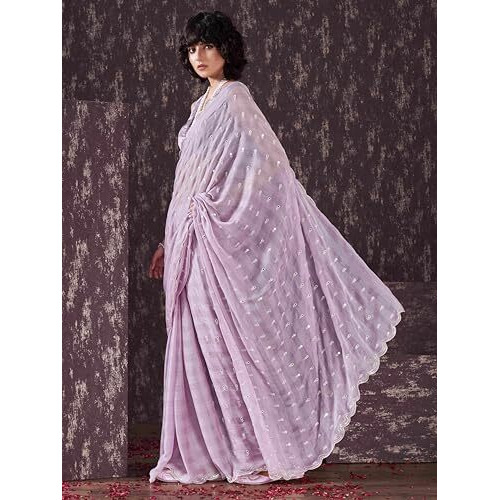 Womanista Women's Women Satin Saree Ll Women Embellished Saree Ll Women Mirror Work Saree Ll Un-Stitched Blouse Saree