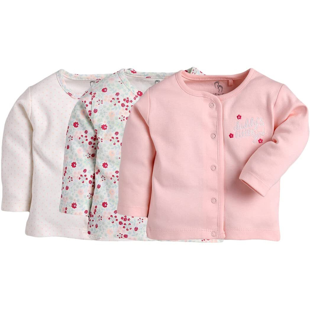 Baby Go Full Sleeve Set Of 3 Tees Combo For Baby Girls(6-9M,Peach)