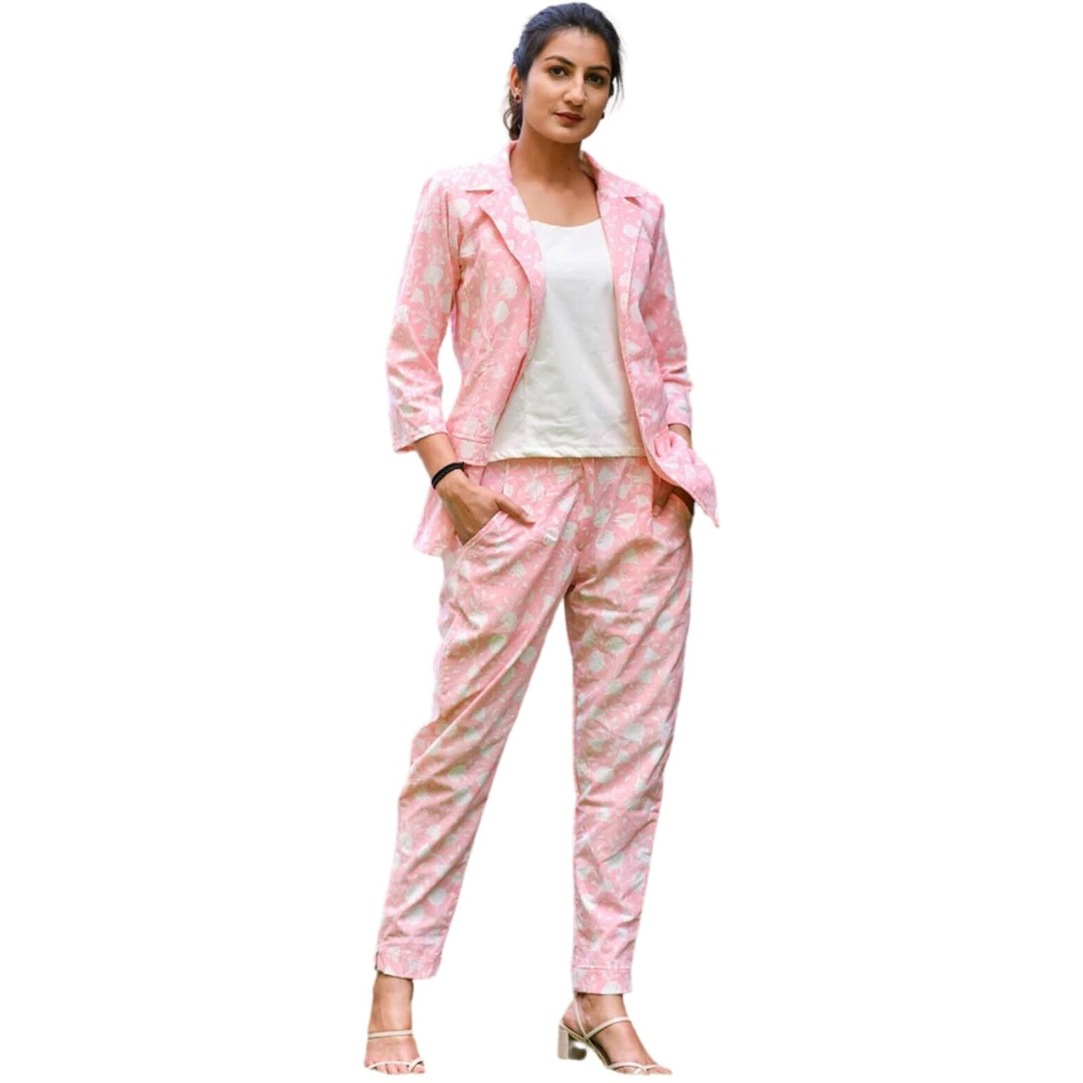 Dhruvi Trendz Womens Rayon Co-Ord Set Regular Fit Casual (Dt-W1784&Tr843_Pink_M)