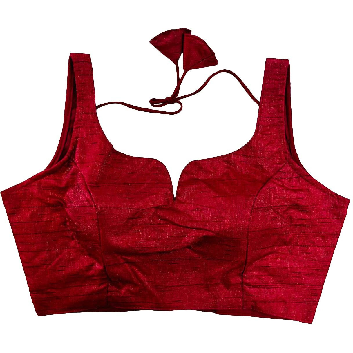 Pujia Mills Women's Heavy Phantom Silk Bollywood Style Sleeveless Trendy Blouse(Veda) (Maroon, 34)