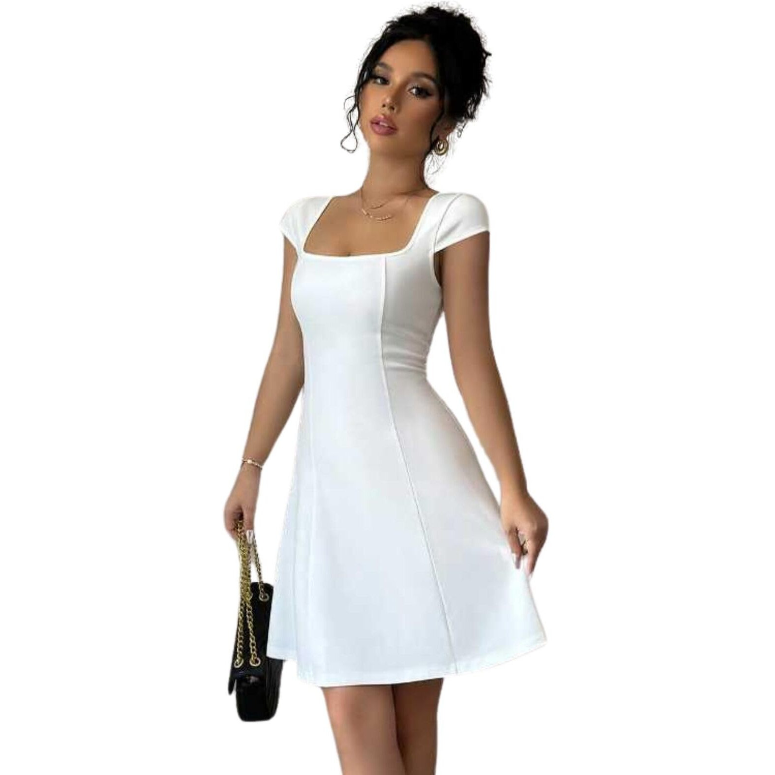 Greciilooks Dresses | Knee Lenght | Bodycon Women Dress | Summer Beach Wear | One Peice Dress For Women (In, Alpha, S, White)