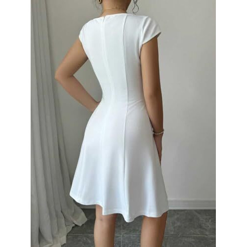 Greciilooks Dresses | Knee Lenght | Bodycon Women Dress | Summer Beach Wear | One Peice Dress For Women (In, Alpha, S, White)