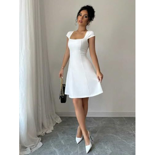 Greciilooks Dresses | Knee Lenght | Bodycon Women Dress | Summer Beach Wear | One Peice Dress For Women (In, Alpha, S, White)