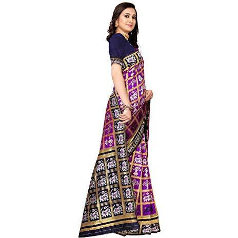 Satrani Banarasi Silk With Blouse Piece Saree (1319St106_Purple_One Size)