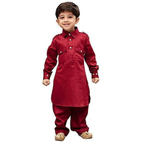 Vastramay Boys' Pathani Khan Suit Set  Soft Cotton Fabric With Patiala Pyjama  Perfect For Holi & Eid