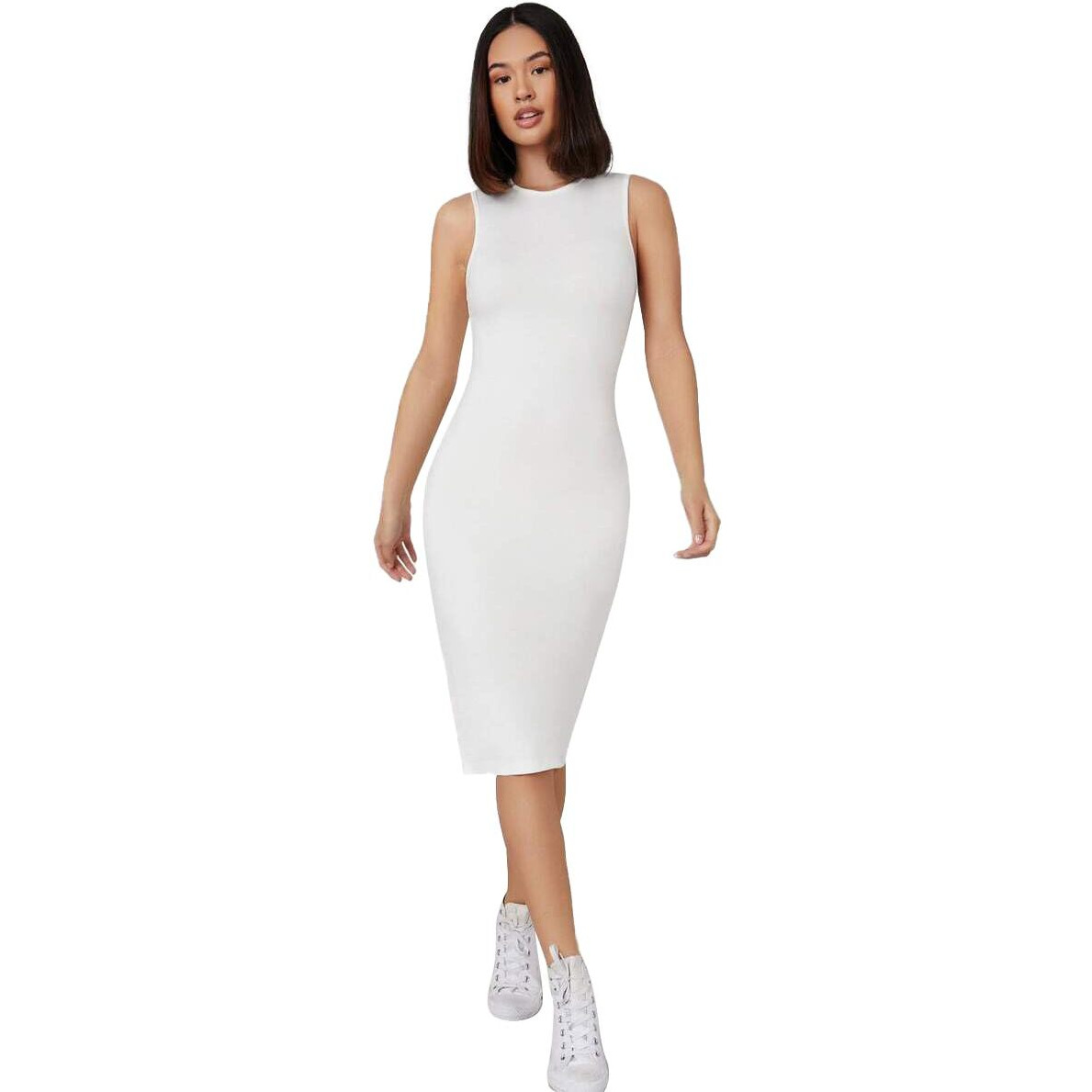 Toochki Women's Lycra Midi Western Bodycon Dress (Tk-093Dr-Ly/2Xl_White