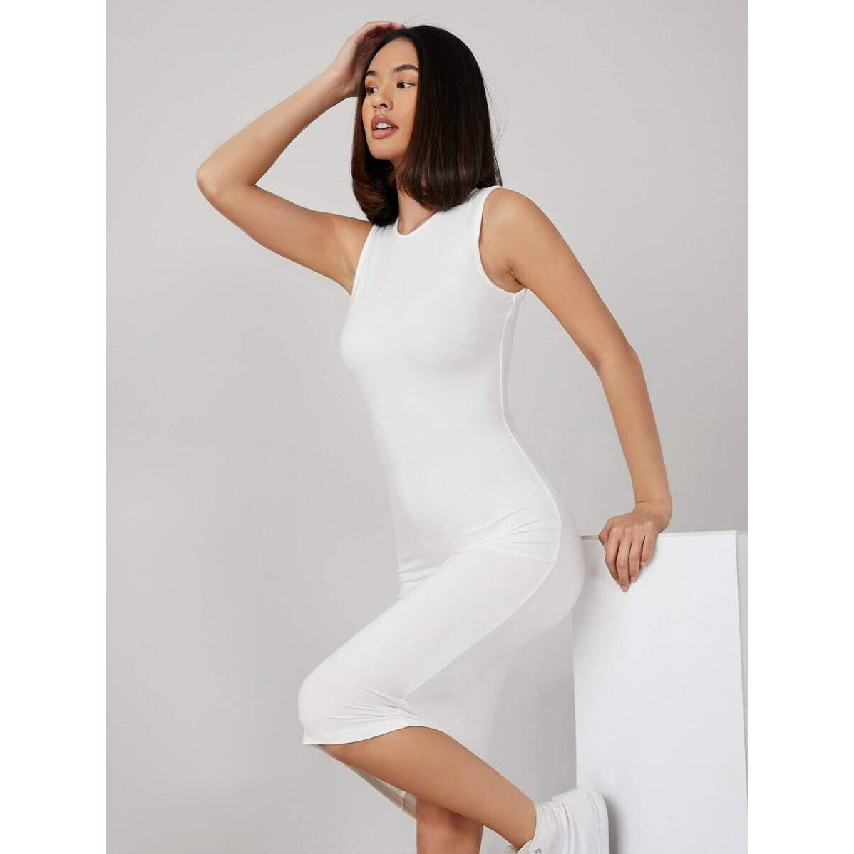 Toochki Women's Lycra Midi Western Bodycon Dress (Tk-093Dr-Ly/2Xl_White