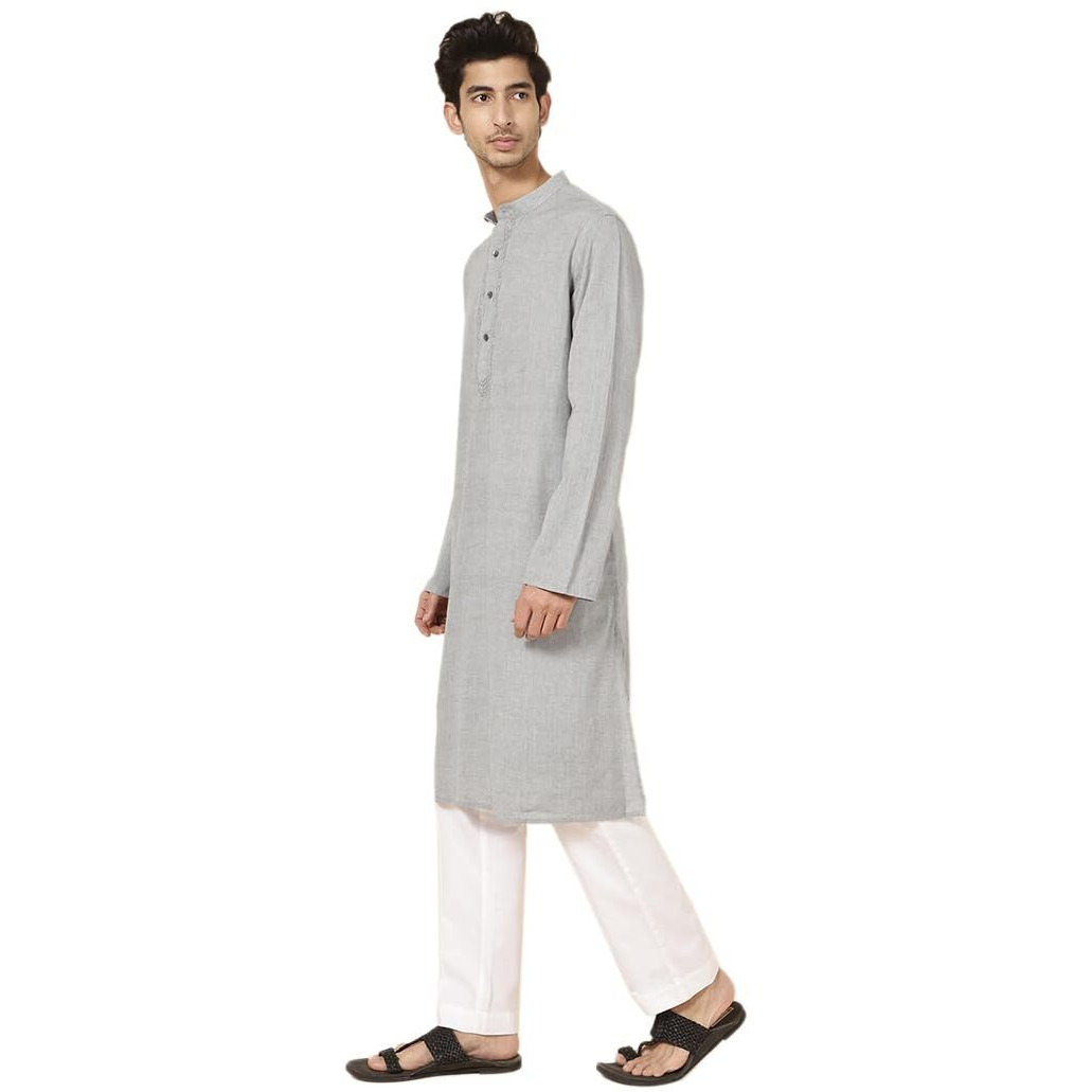 Fabindia Men's Cotton Relaxed Kurta (20051044_Grey