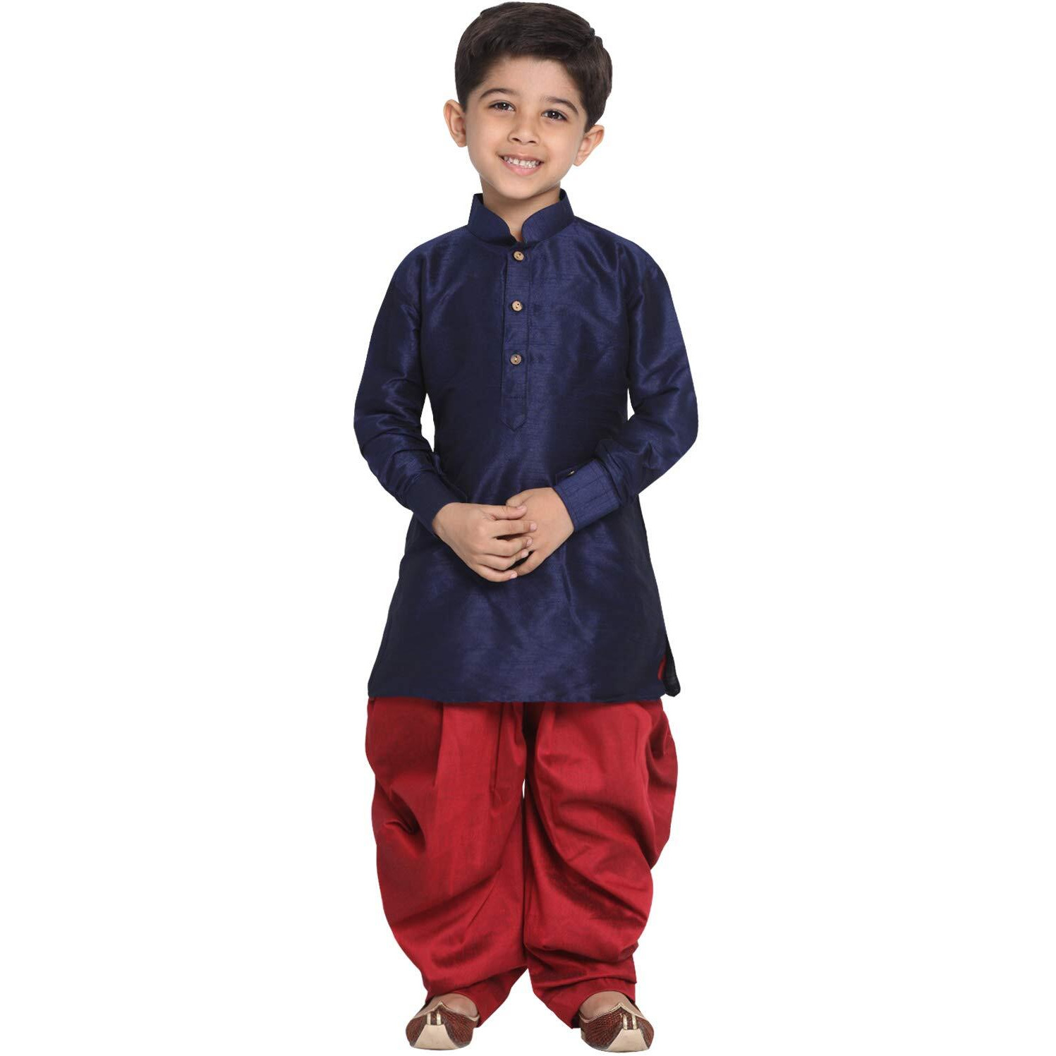 Jbn Creation Boys Silk Blend Navy Blue And Maroon Kurta And Dhoti Set - Elegance For Festivals_Vasbuk001Buncdma_20