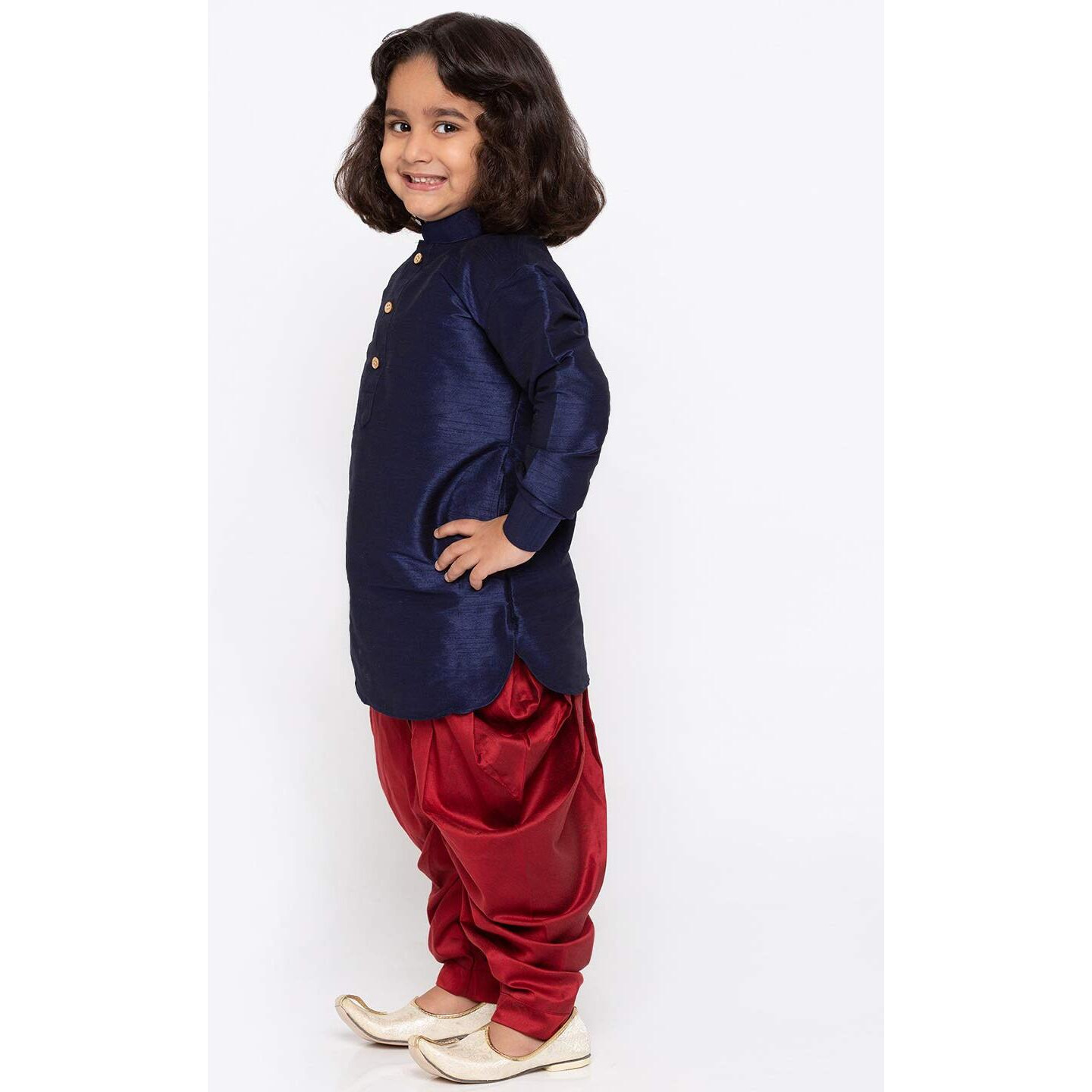 Jbn Creation Boys Silk Blend Navy Blue And Maroon Kurta And Dhoti Set - Elegance For Festivals_Vasbuk001Buncdma_20
