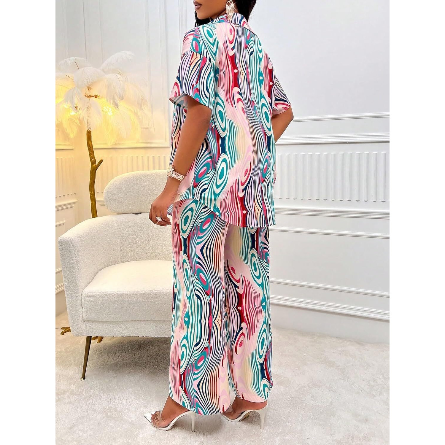 Kotty Women's Solid Co-Ord With Trousers(Multicolored,M)