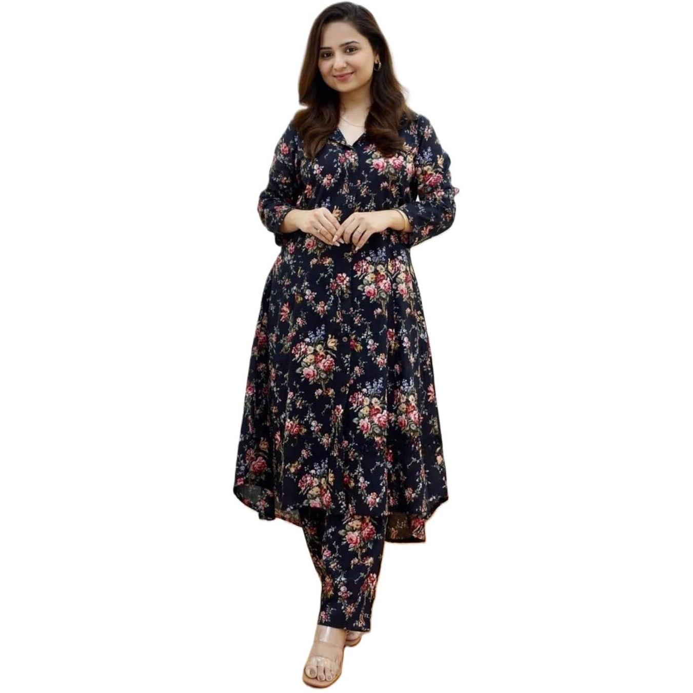 Leriya Fashion Women's Rayon Solid Regular Kurta Set (Lf-W2091&Tr1051-01 New_Black 02_L)