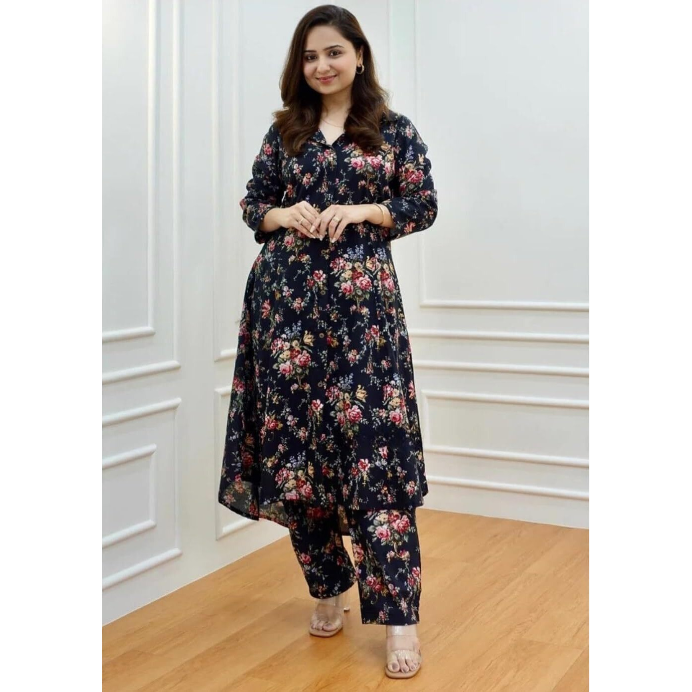Leriya Fashion Women's Rayon Solid Regular Kurta Set (Lf-W2091&Tr1051-01 New_Black 02_L)