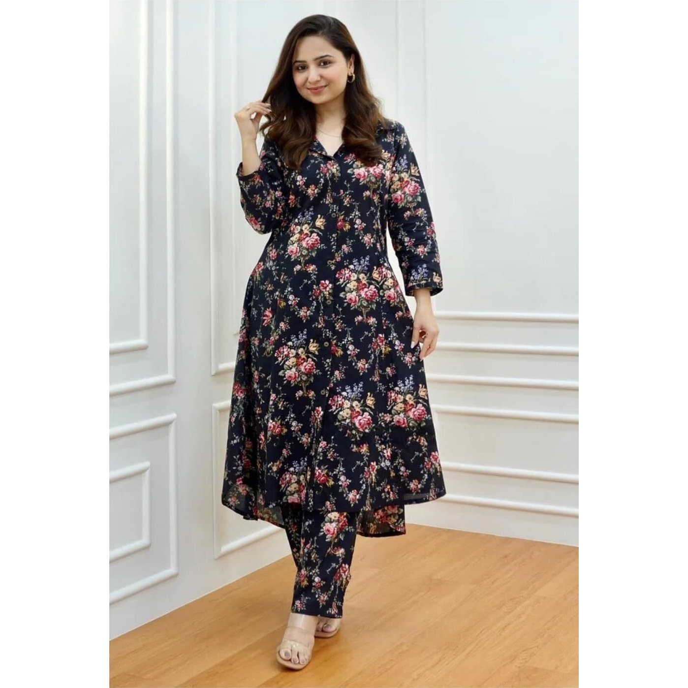 Leriya Fashion Women's Rayon Solid Regular Kurta Set (Lf-W2091&Tr1051-01 New_Black 02_L)