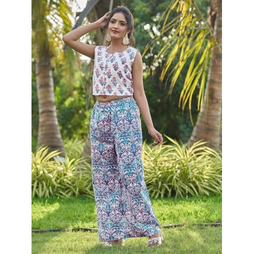 Leriya Fashion Women Rayon Blend Ethnic Wear Formal Kurta Co-Ord Set (Lf-W1986&Tr1000-M-White White)