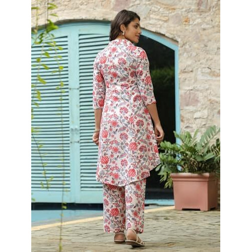 Leriya Fashion Women's Rayon Printed Regular Kurta Set (Lf-W2158&Tr1124_Pink_S)